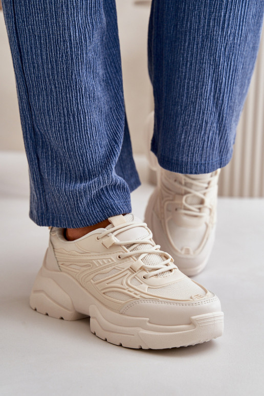 Dámské Sportovní Boty Sneakersy Na Masivní Podešvi Světle Béžové Lerista Dámské Sportovní Boty Sneakersy Na Masivní Podešvi Světle Béžové Lerista