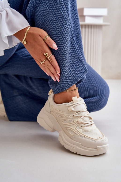Dámské Sportovní Boty Sneakersy Na Masivní Podešvi Světle Béžové Lerista Dámské Sportovní Boty Sneakersy Na Masivní Podešvi Světle Béžové Lerista