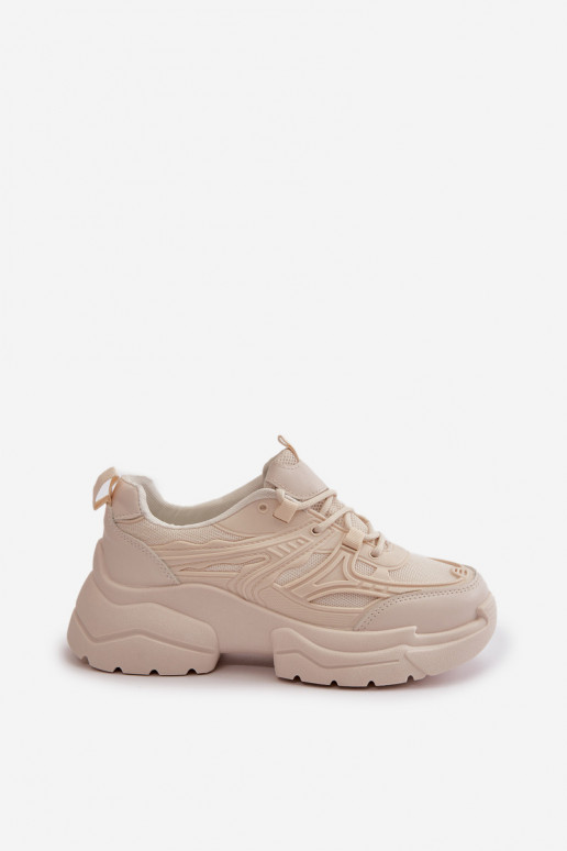 Dámské Sportovní Boty Sneakersy Na Masivní Podešvi Světle Béžové Lerista Dámské Sportovní Boty Sneakersy Na Masivní Podešvi Světle Béžové Lerista
