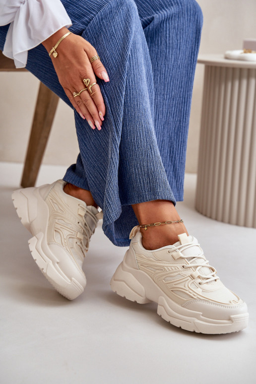 Dámské Sportovní Boty Sneakersy Na Masivní Podešvi Světle Béžové Lerista Dámské Sportovní Boty Sneakersy Na Masivní Podešvi Světle Béžové Lerista