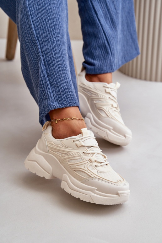 Dámské Sportovní Boty Sneakersy Na Masivní Podešvi Světle Béžové Lerista Dámské Sportovní Boty Sneakersy Na Masivní Podešvi Světle Béžové Lerista