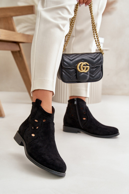 Dámské Botky S Prořezáváním Na Zip Černé S.Barski HY42-081 Dámské Botky S Prořezáváním Na Zip Černé S.Barski HY42-081