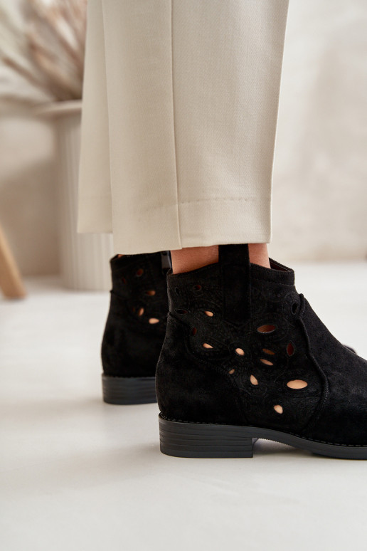 Dámské Botky S Prořezáváním Na Zip Černé S.Barski HY42-081 Dámské Botky S Prořezáváním Na Zip Černé S.Barski HY42-081