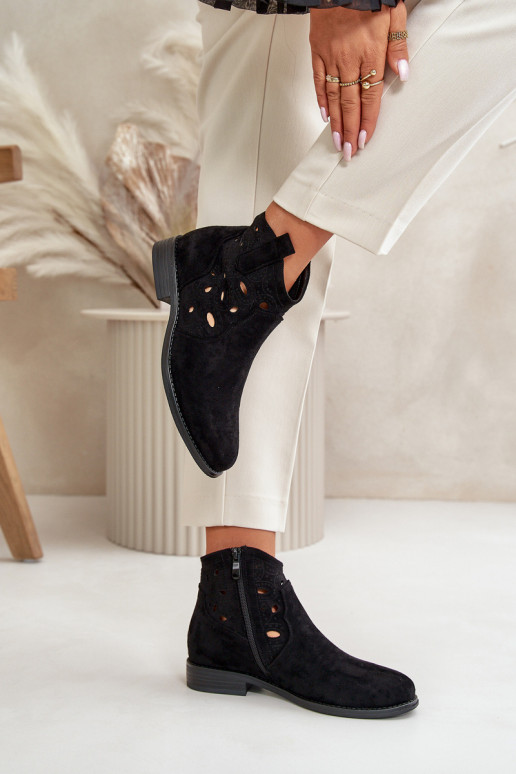 Dámské Botky S Prořezáváním Na Zip Černé S.Barski HY42-081 Dámské Botky S Prořezáváním Na Zip Černé S.Barski HY42-081