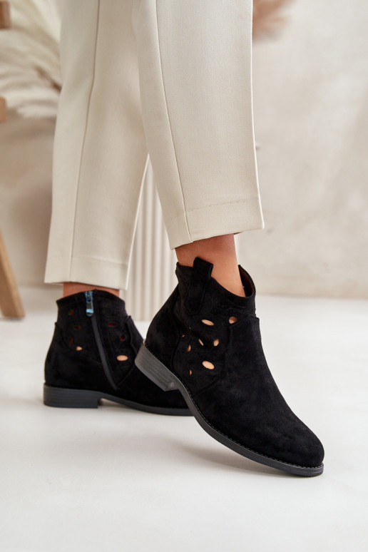 Dámské Botky S Prořezáváním Na Zip Černé S.Barski HY42-081 Dámské Botky S Prořezáváním Na Zip Černé S.Barski HY42-081