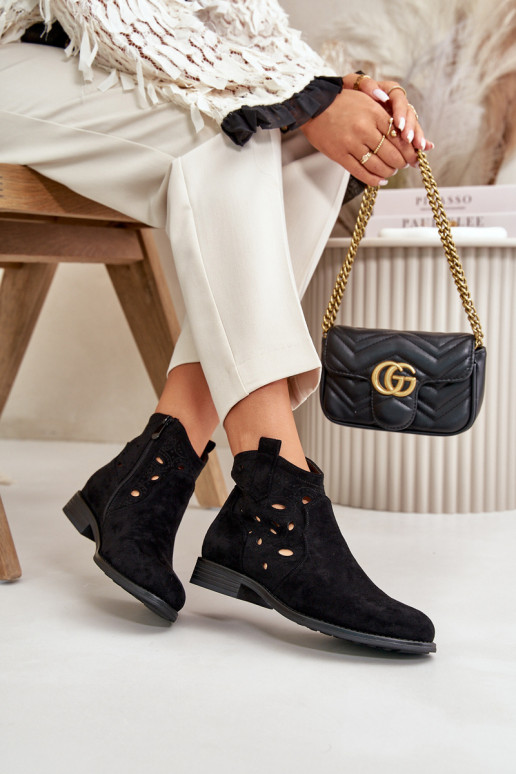 Dámské Botky S Prořezáváním Na Zip Černé S.Barski HY42-081 Dámské Botky S Prořezáváním Na Zip Černé S.Barski HY42-081