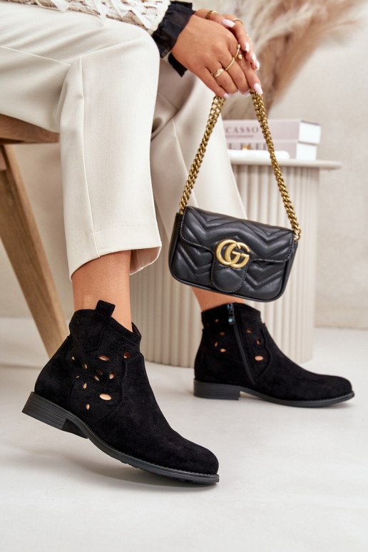 Dámské Botky S Prořezáváním Na Zip Černé S.Barski HY42-081 Dámské Botky S Prořezáváním Na Zip Černé S.Barski HY42-081