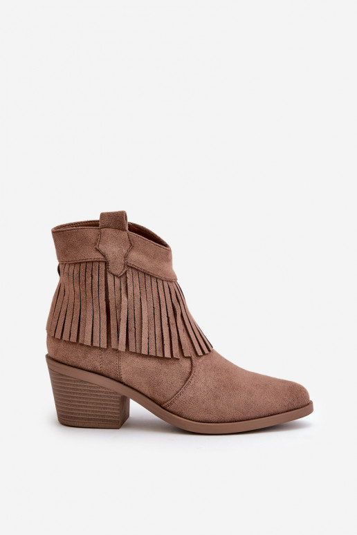 Dámské Kožené Boty Na Zip Eko Zamšové Hnědé S.Barski HY42-127 Dámské Kožené Boty Na Zip Eko Zamšové Hnědé S.Barski HY42-127