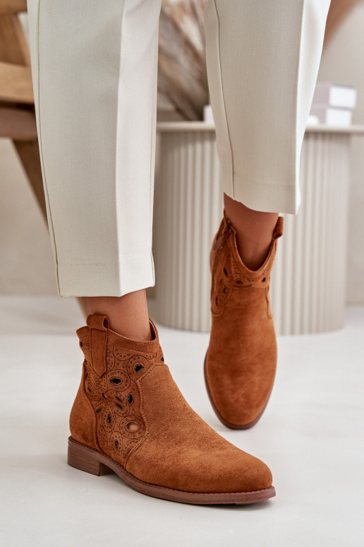 Dámské botky s perforací na zip Camel S.Barski HY42-081 Dámské botky s perforací na zip Camel S.Barski HY42-081