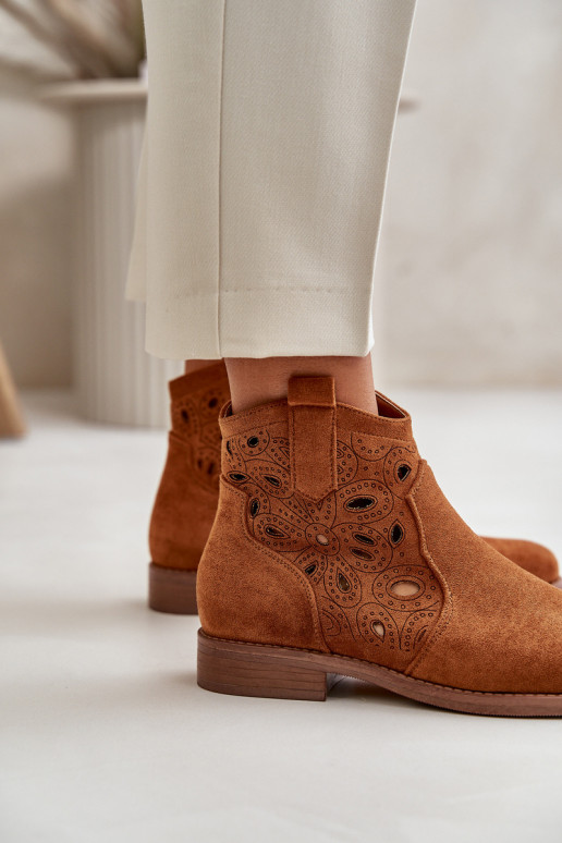 Dámské botky s perforací na zip Camel S.Barski HY42-081 Dámské botky s perforací na zip Camel S.Barski HY42-081