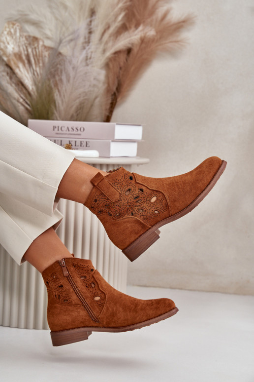 Dámské botky s perforací na zip Camel S.Barski HY42-081 Dámské botky s perforací na zip Camel S.Barski HY42-081