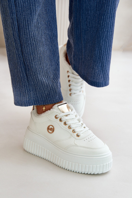 Tenisky Sportovní Boty Dámské Zateplené Na Masivní Podešvi Bílé Ardiela Tenisky Sportovní Boty Dámské Zateplené Na Masivní Podešvi Bílé Ardiela