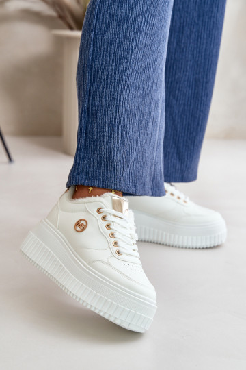 Tenisky Sportovní Boty Dámské Zateplené Na Masivní Podešvi Bílé Ardiela 2