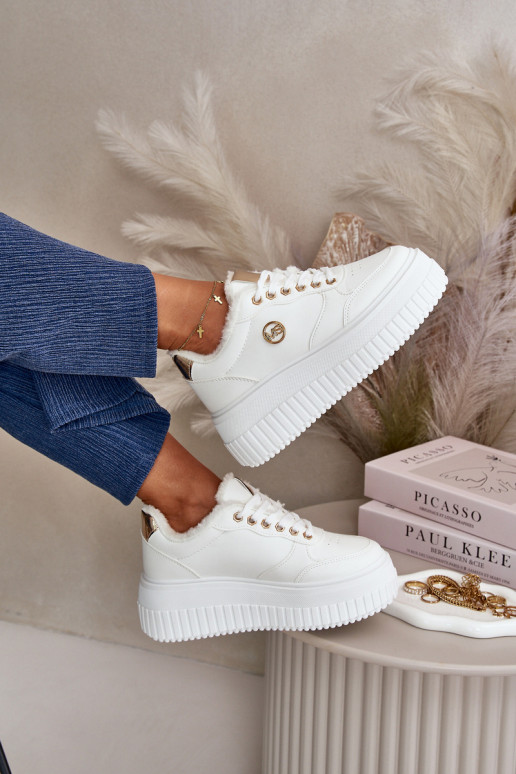 Tenisky Sportovní Boty Dámské Zateplené Na Masivní Podešvi Bílé Ardiela Tenisky Sportovní Boty Dámské Zateplené Na Masivní Podešvi Bílé Ardiela