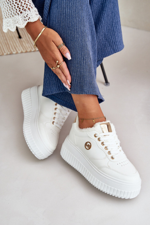 Tenisky Sportovní Boty Dámské Zateplené Na Masivní Podešvi Bílé Ardiela Tenisky Sportovní Boty Dámské Zateplené Na Masivní Podešvi Bílé Ardiela