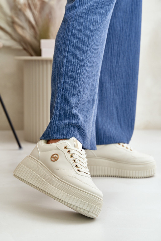 Sneakersy Dámské Sportovní Boty Zateplené Na Masivní Podešvi Béžové Ardiela Sneakersy Dámské Sportovní Boty Zateplené Na Masivní Podešvi Béžové Ardiela