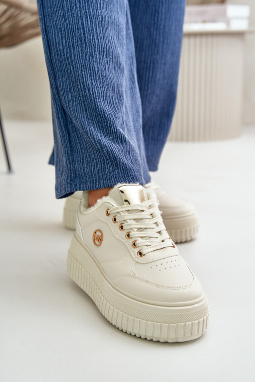 Sneakersy Dámské Sportovní Boty Zateplené Na Masivní Podešvi Béžové Ardiela Sneakersy Dámské Sportovní Boty Zateplené Na Masivní Podešvi Béžové Ardiela
