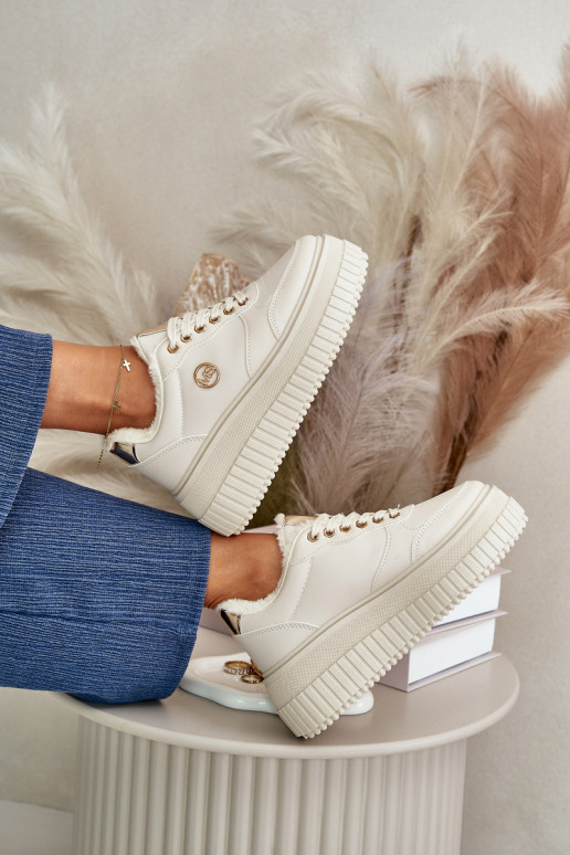 Sneakersy Dámské Sportovní Boty Zateplené Na Masivní Podešvi Béžové Ardiela Sneakersy Dámské Sportovní Boty Zateplené Na Masivní Podešvi Béžové Ardiela