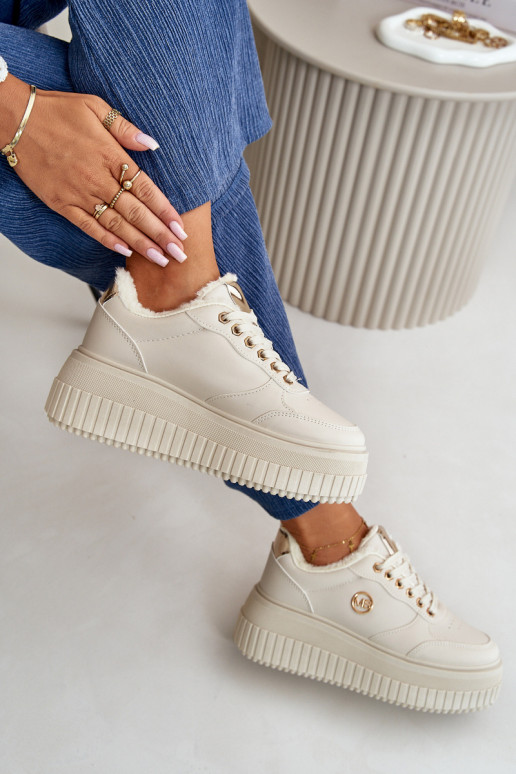 Sneakersy Dámské Sportovní Boty Zateplené Na Masivní Podešvi Béžové Ardiela Sneakersy Dámské Sportovní Boty Zateplené Na Masivní Podešvi Béžové Ardiela