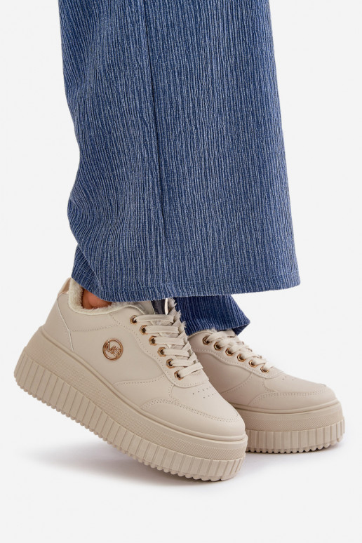 Sneakersy Dámské Sportovní Boty Zateplené Na Masivní Podešvi Béžové Ardiela Sneakersy Dámské Sportovní Boty Zateplené Na Masivní Podešvi Béžové Ardiela