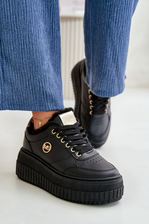 Sneakersy Dámské Sportovní Boty Zateplené Na Masivní Podešvi Černé Ardiela Sneakersy Dámské Sportovní Boty Zateplené Na Masivní Podešvi Černé Ardiela