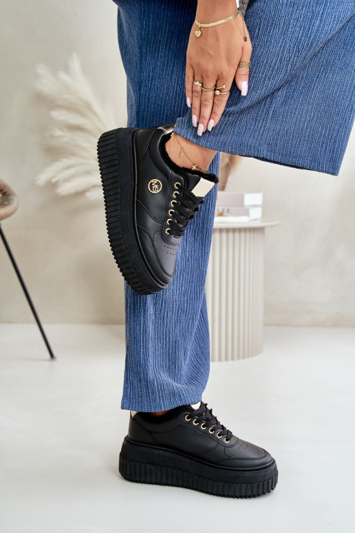 Sneakersy Dámské Sportovní Boty Zateplené Na Masivní Podešvi Černé Ardiela Sneakersy Dámské Sportovní Boty Zateplené Na Masivní Podešvi Černé Ardiela