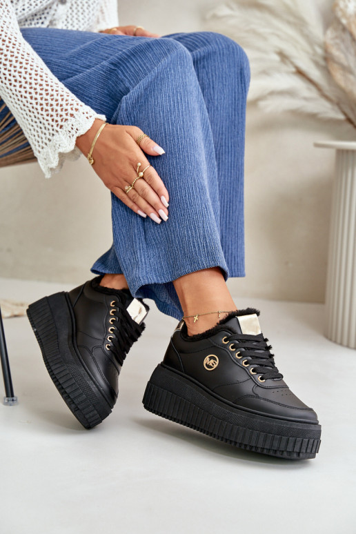 Sneakersy Dámské Sportovní Boty Zateplené Na Masivní Podešvi Černé Ardiela Sneakersy Dámské Sportovní Boty Zateplené Na Masivní Podešvi Černé Ardiela