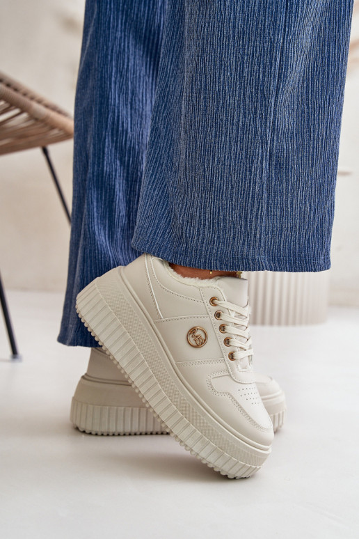 Sneakersy Sportovní Boty Dámské Zateplené Na Masivní Podešvi Béžové Verissha Sneakersy Sportovní Boty Dámské Zateplené Na Masivní Podešvi Béžové Verissha