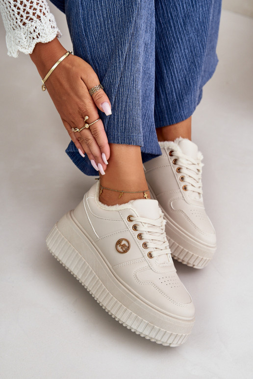 Sneakersy Sportovní Boty Dámské Zateplené Na Masivní Podešvi Béžové Verissha Sneakersy Sportovní Boty Dámské Zateplené Na Masivní Podešvi Béžové Verissha