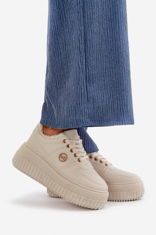 Sneakersy Sportovní Boty Dámské Zateplené Na Masivní Podešvi Béžové Verissha Sneakersy Sportovní Boty Dámské Zateplené Na Masivní Podešvi Béžové Verissha