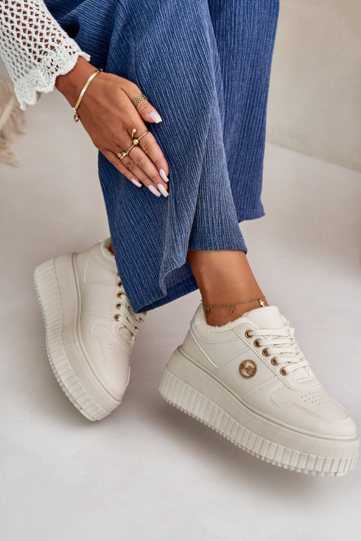 Sneakersy Sportovní Boty Dámské Zateplené Na Masivní Podešvi Béžové Verissha Sneakersy Sportovní Boty Dámské Zateplené Na Masivní Podešvi Béžové Verissha