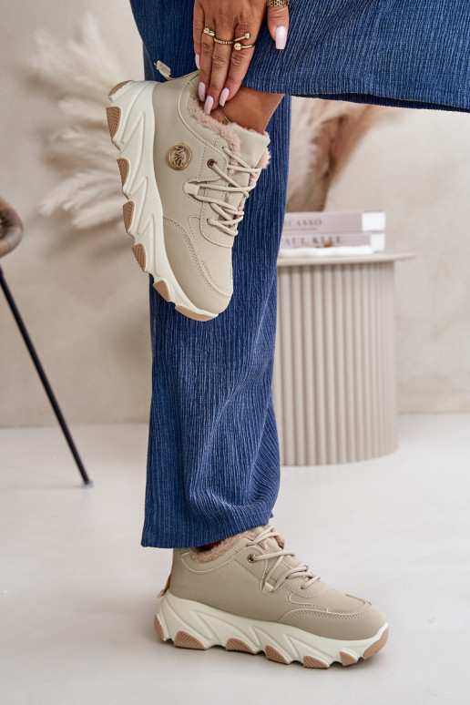 Zateplené Dámské Sportovní Boty Na Šněrování Na Platformě Béžové Bialoa Zateplené Dámské Sportovní Boty Na Šněrování Na Platformě Béžové Bialoa