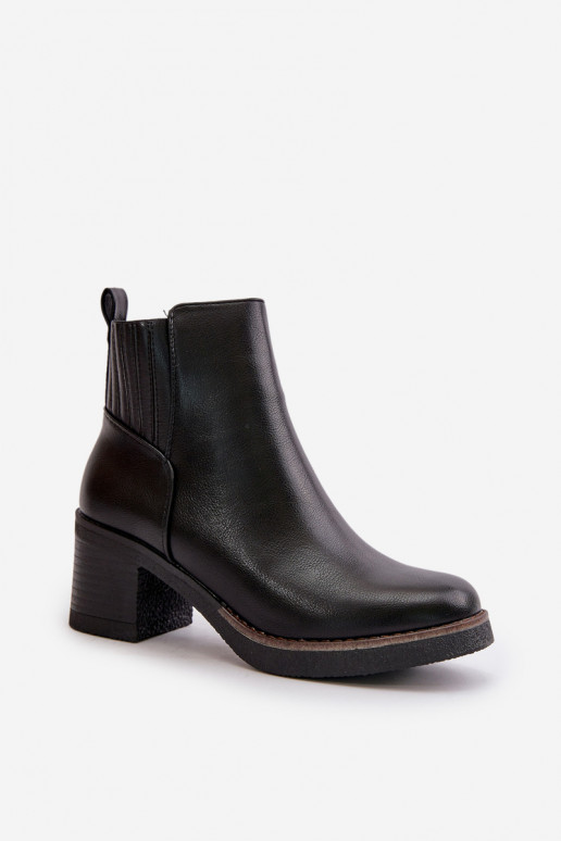 Zateplené dámské boty na podpatku eko kůže černé Irittes Zateplené dámské boty na podpatku eko kůže černé Irittes