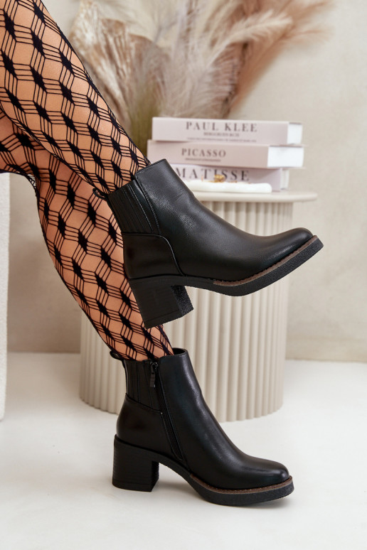 Zateplené dámské boty na podpatku eko kůže černé Irittes Zateplené dámské boty na podpatku eko kůže černé Irittes