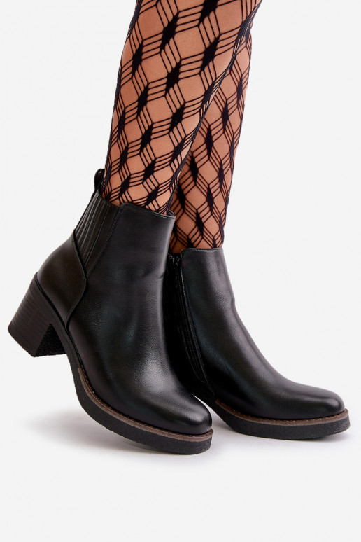 Zateplené dámské boty na podpatku eko kůže černé Irittes Zateplené dámské boty na podpatku eko kůže černé Irittes