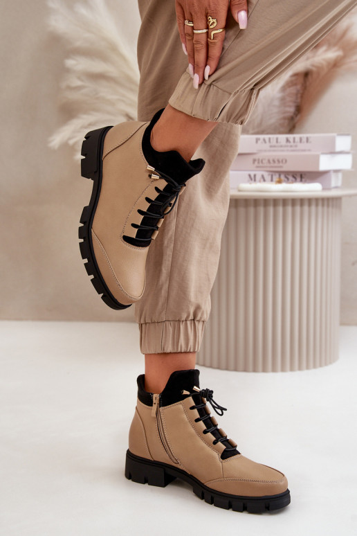 Nízké dámské boty z ekologické kůže béžové Erisabelle Nízké dámské boty z ekologické kůže béžové Erisabelle