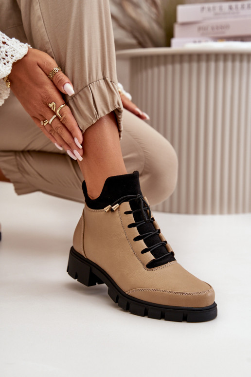 Nízké dámské boty z ekologické kůže béžové Erisabelle Nízké dámské boty z ekologické kůže béžové Erisabelle