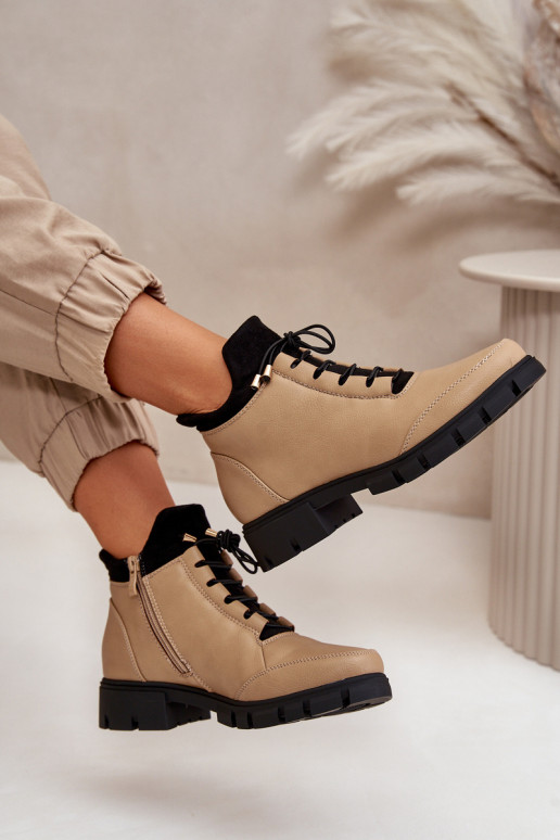 Nízké dámské boty z ekologické kůže béžové Erisabelle Nízké dámské boty z ekologické kůže béžové Erisabelle