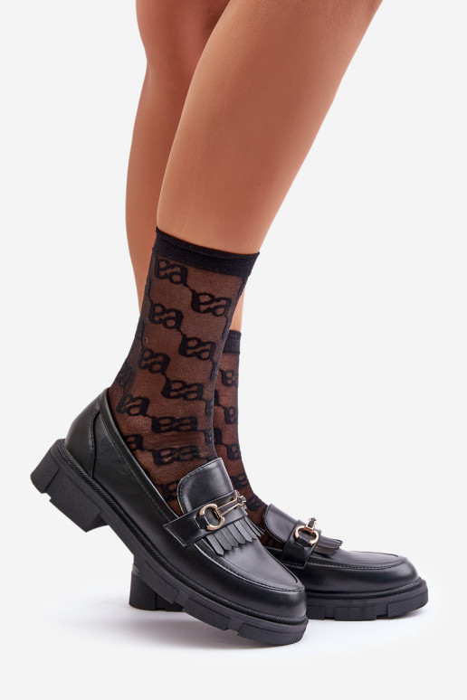 Dámské Mokasíny S Ozdobou Eko Kůže Černé Tialorae Dámské Mokasíny S Ozdobou Eko Kůže Černé Tialorae