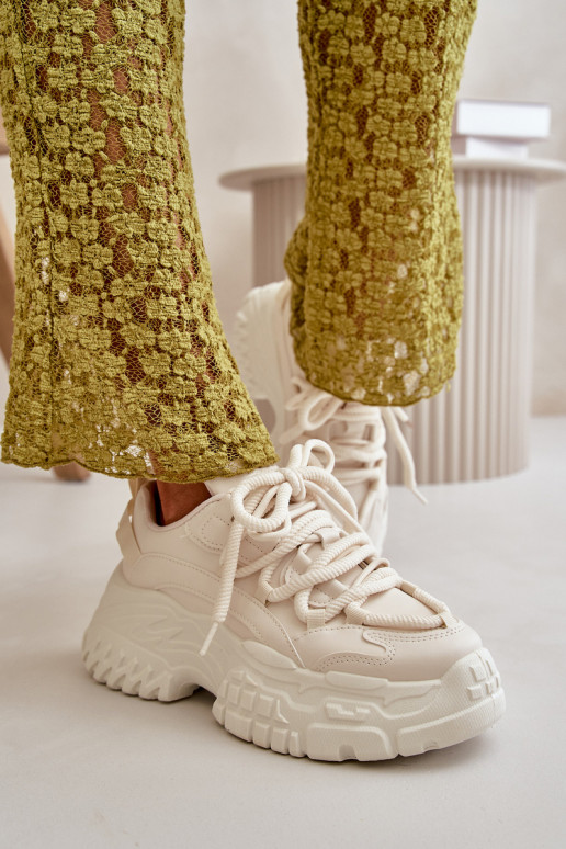 Dámské tenisky na masivní podešvi světle béžové Nevela Dámské tenisky na masivní podešvi světle béžové Nevela