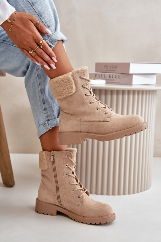 Dámské zateplené boty na zip Beige Mivael Dámské zateplené boty na zip Beige Mivael