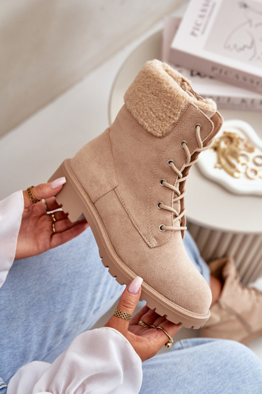 Dámské zateplené boty na zip Beige Mivael Dámské zateplené boty na zip Beige Mivael