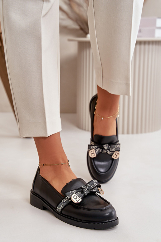 Dámské Mokasíny S Mašlí S.Barski HY42-331 Černé Dámské Mokasíny S Mašlí S.Barski HY42-331 Černé