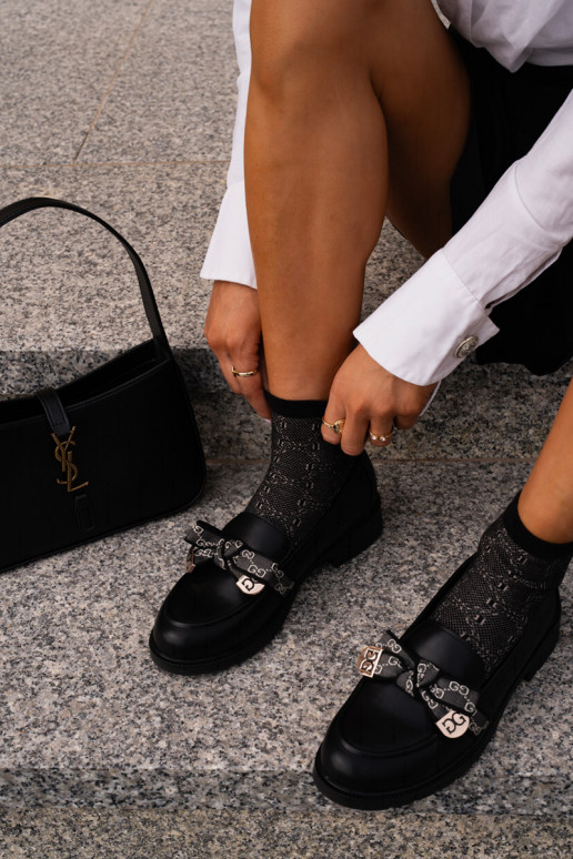 Dámské Mokasíny S Mašlí S.Barski HY42-331 Černé Dámské Mokasíny S Mašlí S.Barski HY42-331 Černé