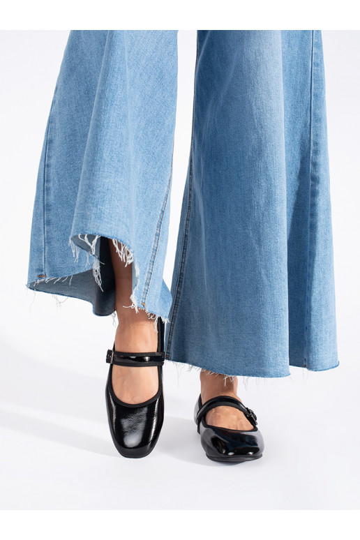 Černé lakované baleríny dámské