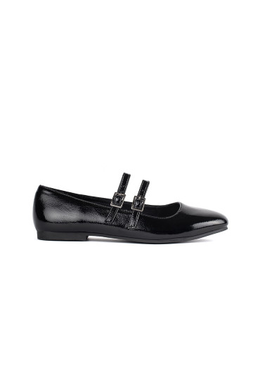 Černé lakované baleríny se zapínáním