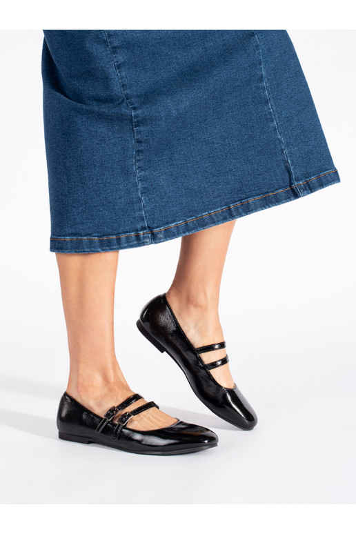 Černé lakované baleríny se zapínáním