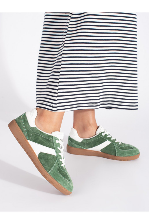 Kožené zeleno-bílé dámské sneakersy