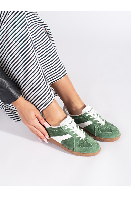 Kožené zeleno-bílé dámské sneakersy
