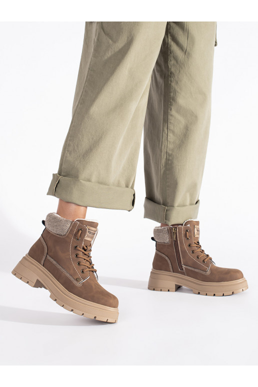 Hnědé zateplené dámské traperky